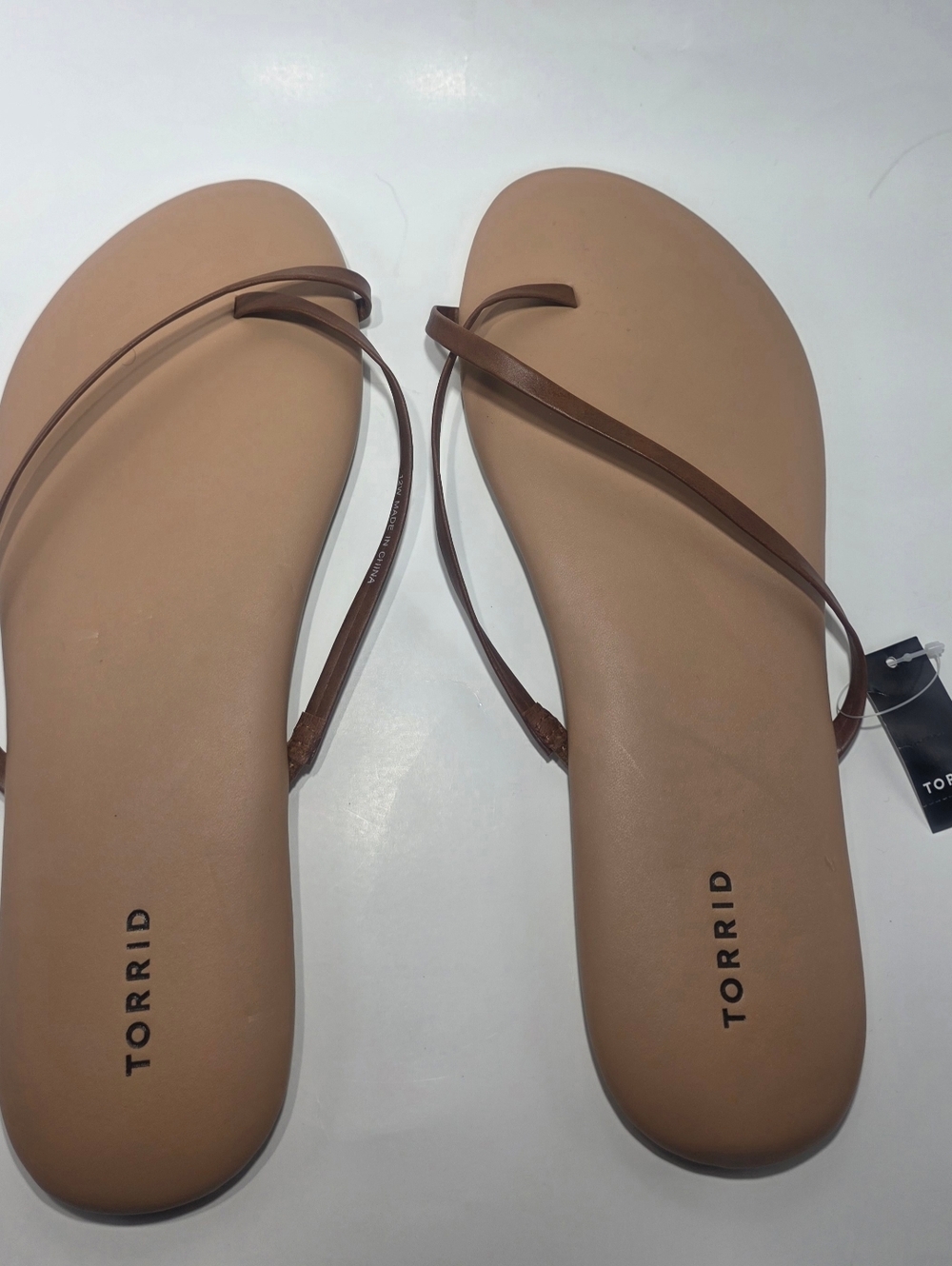 Torrid Women’s Brown Minimal Strap Sandals Size 12W Wide NWT Flat Slide
